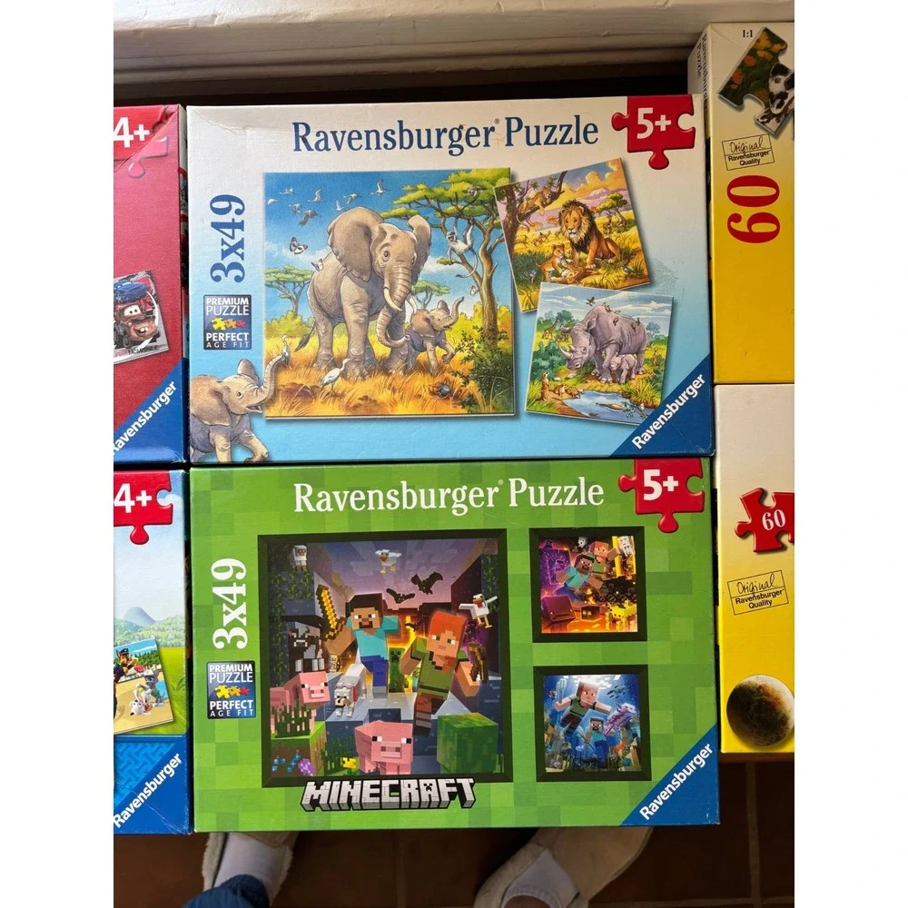 Ravensburger Kids Puzzle Lot 13 Puzzles 7 Boxes Cars Paw Patrol Minecraft 60pc
